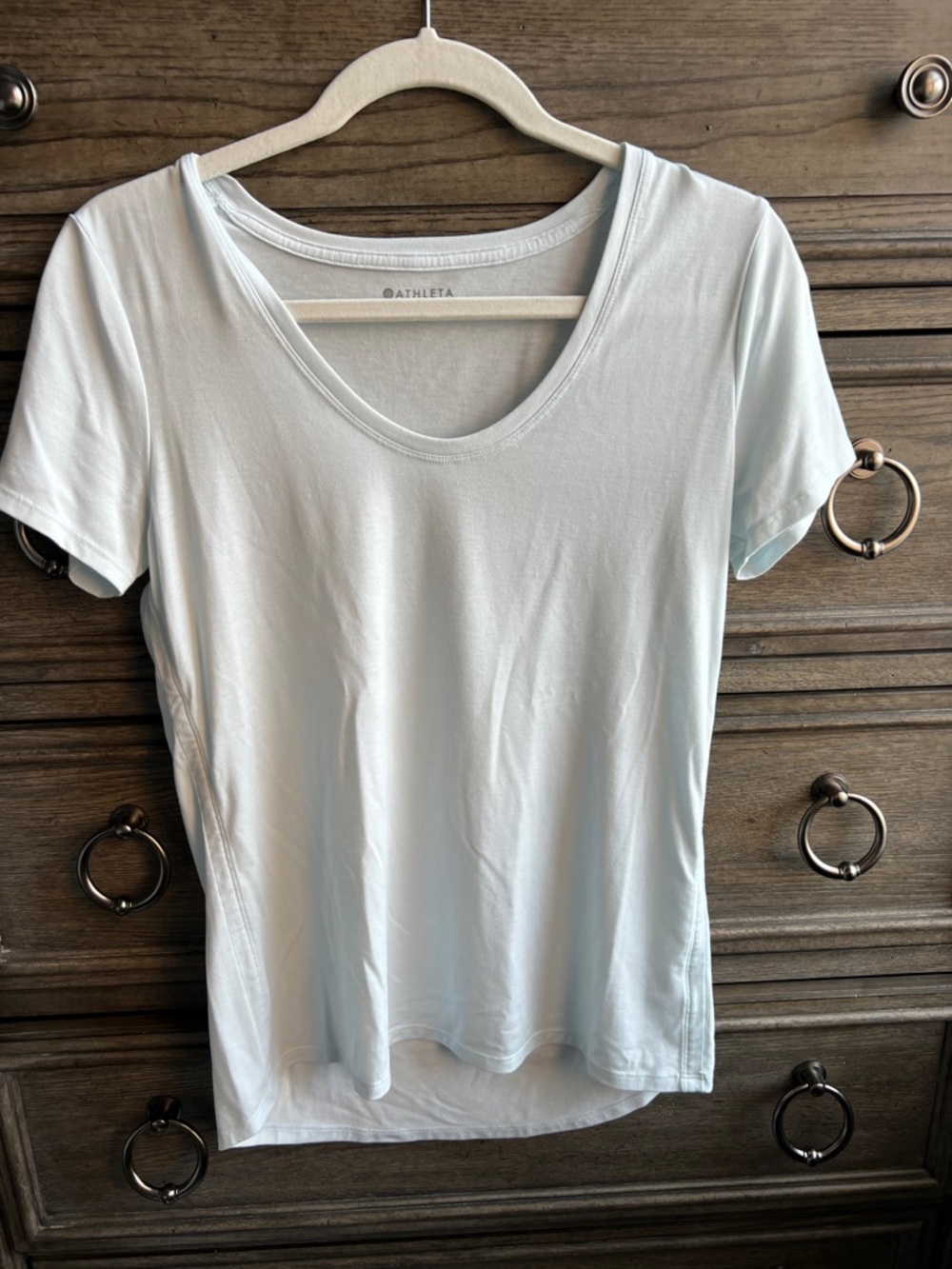 Athleta Light Blue Scoop Neck Short Sleeve Tee